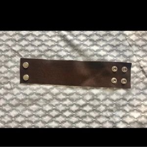 Minimalist faux leather snap-on cuff bracelet w/ snap on closure